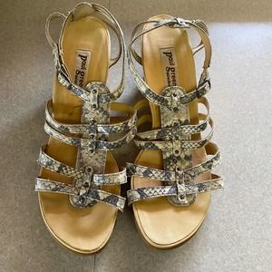 Paul Green Snake Print Studded Leather Espadrille Minimalist Coastal Gra…